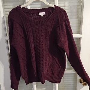❤️SO Women's Cable Knit Sweater - Maroon Color. Sz M
